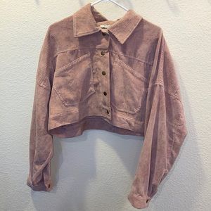 Pink Corduroy Cropped Jacket
